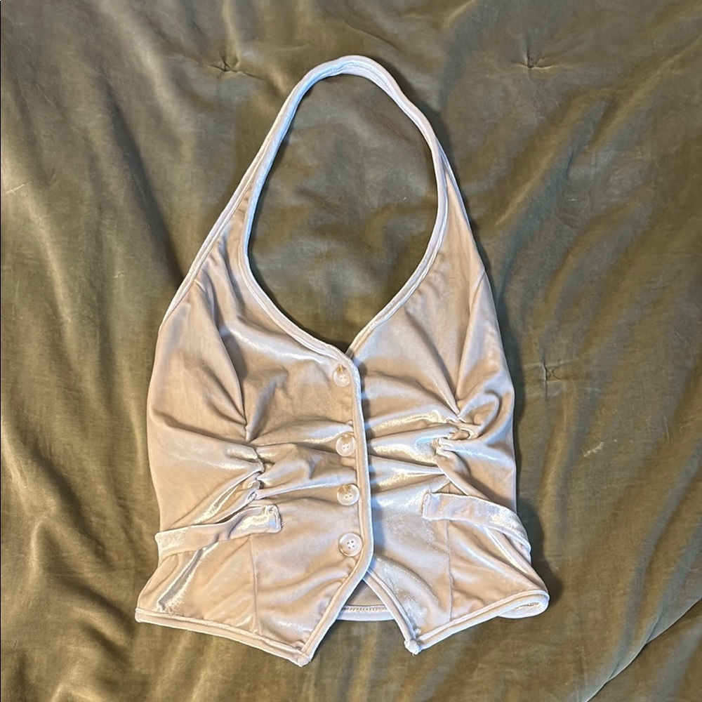 Cider Velvet Cream Halter Top